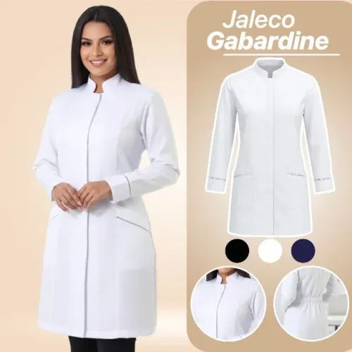 Jaleco Feminino Gabardine Manga Longa Moderno Exclusivo