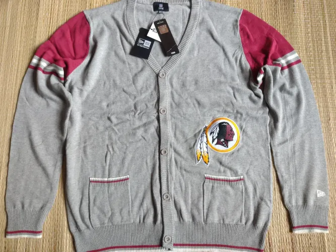 Casaco Colegial Cardigan Cinza Washington Redskins New Era
