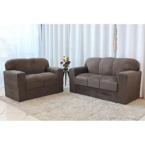 Conjunto Sofá 2x3 Lugares Xaropinho Sued Marrom - Entrega Rápida! 