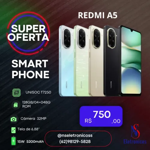 Redmi A5 128GB/04GB+04GB ROM Lacrado Global Capa Pelicula Entregamos Gratis