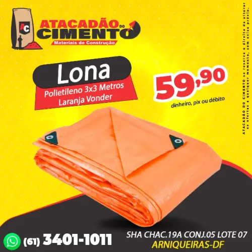 Lona Polietileno 3x3 Metros Laranja Vonder