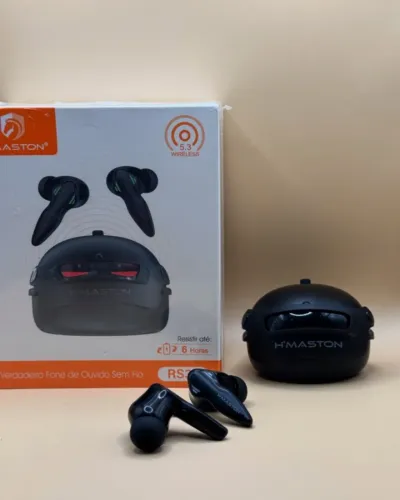 Fone de Ouvido Gamer Sem Fio H'Maston RS37 TWS Bluetooth 5.3 com Case Capacete