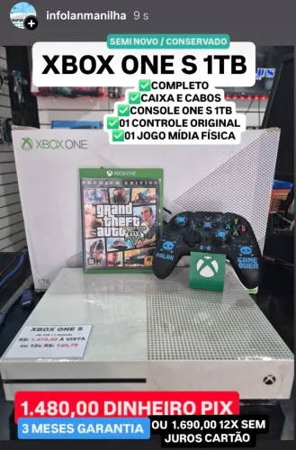 Xbox One S 1Tb Completo + Garantia Loja