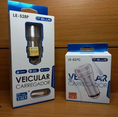 Carregador Veicular iPhone e tipo C 3.4A IT-BLUE - entrega a domicílio em São Luís 