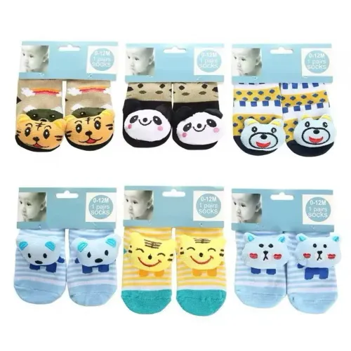 Kit 3 pares  Meia de Bebe meias Com sinos dê Bichinho
