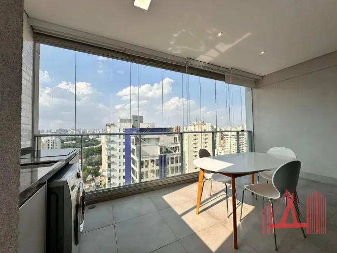 Apartamento Stúdio MOBILIADO para locação com 1 dormitório, 1 vaga de garagem, com 45 m² -