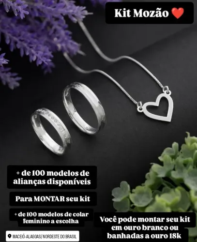 Kit de Alianças + Colar Feminino - Escolha o seu!