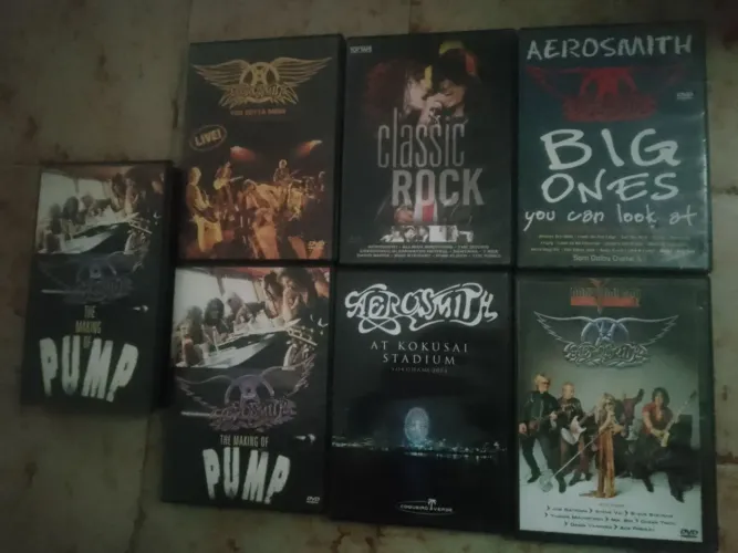 Coleção DVDs Aerosmith originais + Fita VHS Pump