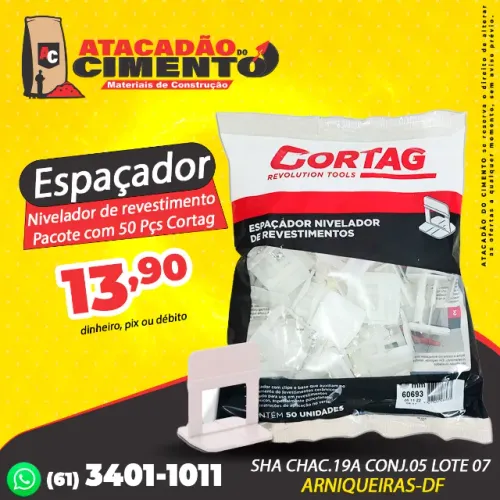 Espaçador Nivelador de Revestimento 2,0mm Com 50 Unidades Cortag