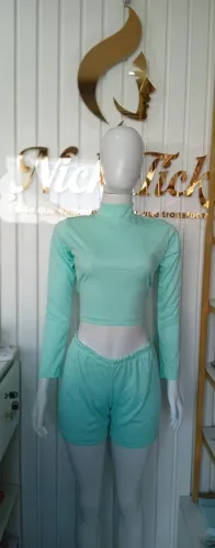 conjunto fitness feminino perfeito para você! Composto por uma blusa de manga longa e shor