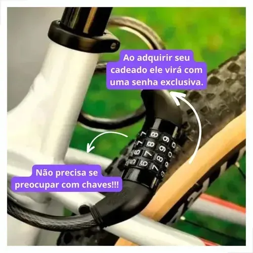 Corrente Cadeado Para Bicicleta Moto Trava Tranca C/ Segredo