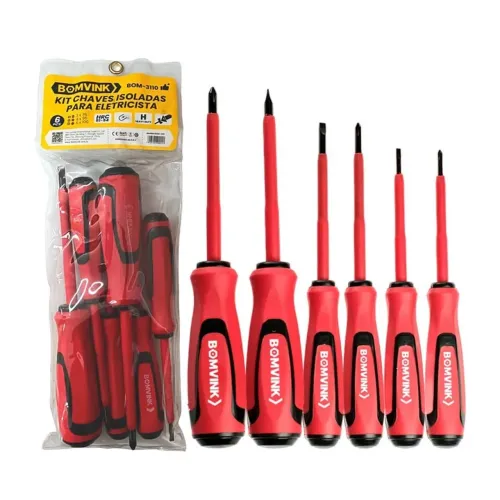 Kit Chaves de Fenda Isoladas para Eletricista - BOMVINK
