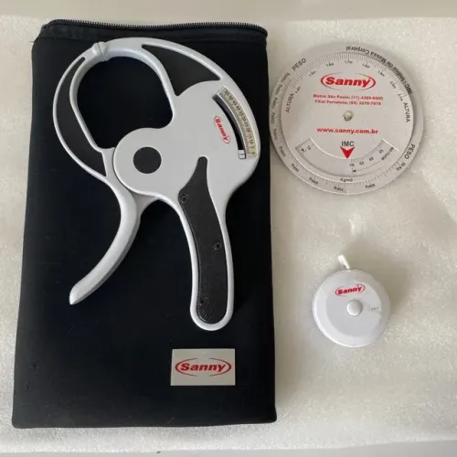 C251 Kit adipômetro Sanny trena fibra de vidro 1,5m disco imc estojo Neoprene ativ Física