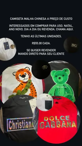 Camiseta Malha Chinesa Importada P ao GG