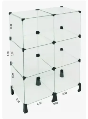 Balcao vitrine de vidro 6 modulos