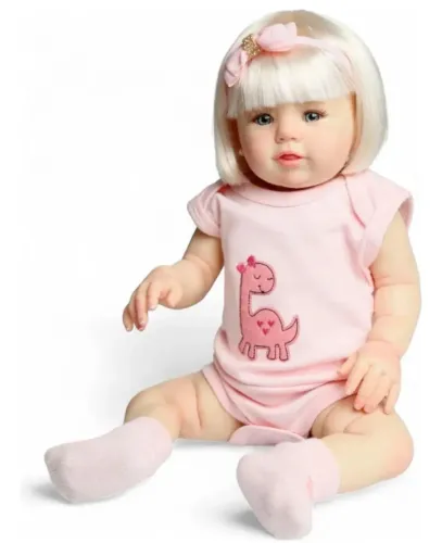 Boneca bebê reborn toda de silicone loira 46 cm