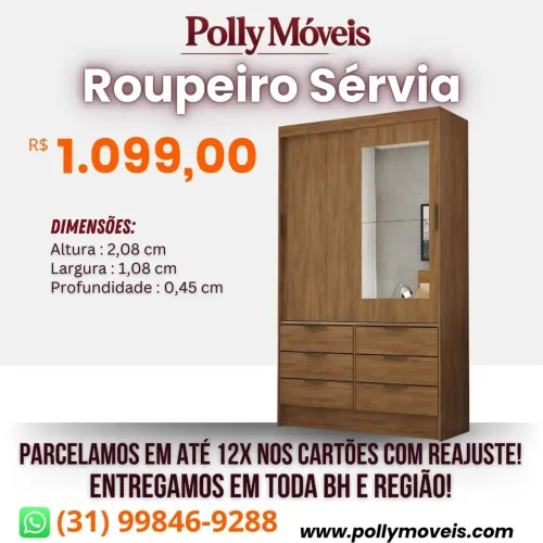 Guarda Roupa Servia! Pronta Entrega!