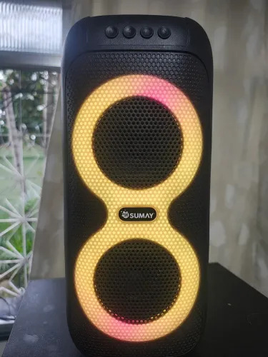 Caixa de Som Portátil Bluetooth Sumay Slim Box 60W RMS