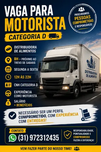 MOTORISTA D- 12HRS AS 22HRS-SEG A SEXTA
