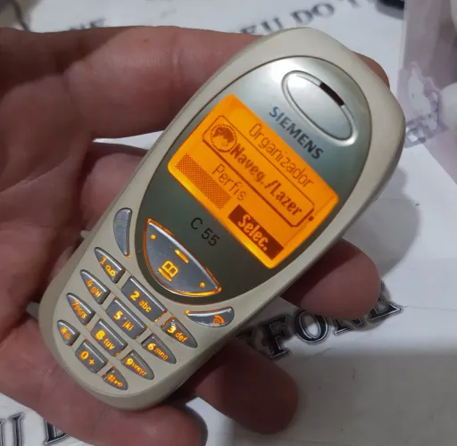 Antigo celular Siemens C55 beje reliquia da Oi coleção