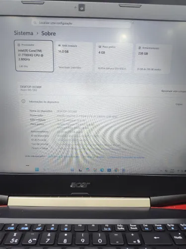 Acer Aspire 15 Core i7 de 7 16gb ssd256