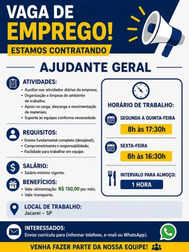 Vaga ajudante em marcenari