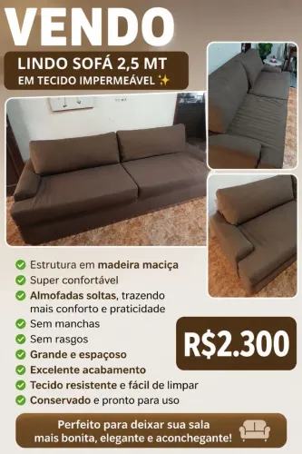 Sofá 2.5 mt,c/tecido impermeável