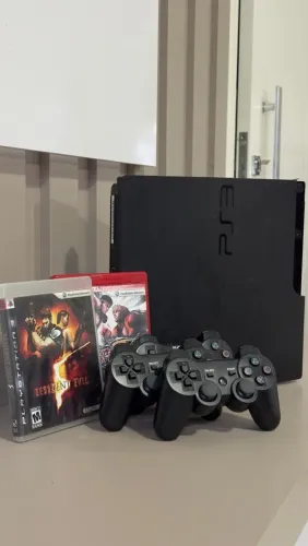PlayStation 3 Slim Desbloqueado + 3 Controles Originais + Jogos e Acessórios