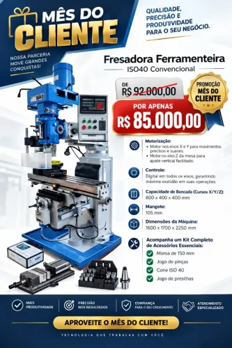 Fresadora Ferramenteira ISO40 Convencional