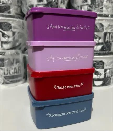 kit Tupperware Jeitosinho 400ml Frases 4 peças