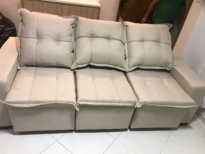 Sofá Retratil reclinavel de 3 Lugares tecido em Linho