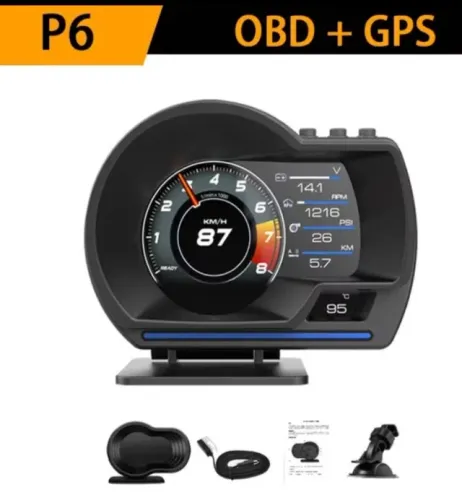 Computador de bordo digital universal OBD2 + GPS (medidor Temperatura de água e óleo)