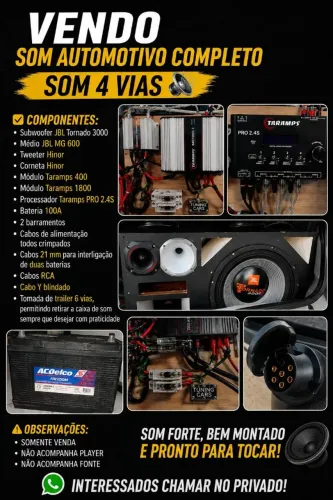 Som automotivo 4 vias 