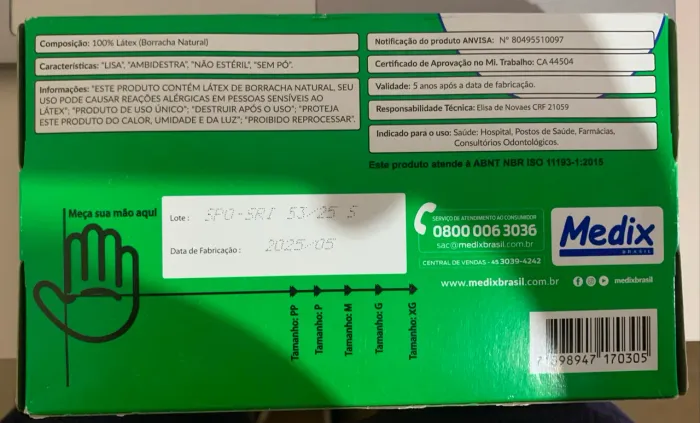 Luva para procedimento não cirúrgico.