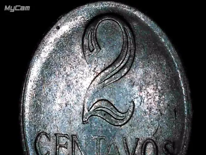 2 centavos 1969 com cunho marcado no reverso