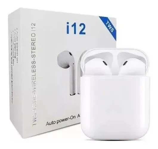 Fone de ouvido bluetooth sem fio TWS I12 ORIGINAL 5.3 in-ear branco touch