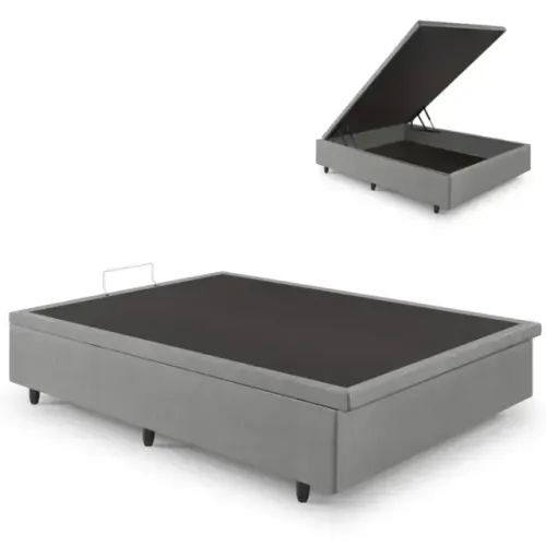 Cama Base Box Baú Viúva Cinza Medieval