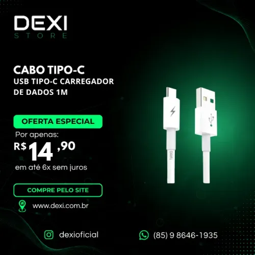 Cabo USB Tipo-C Carregador Dados 1 Metro