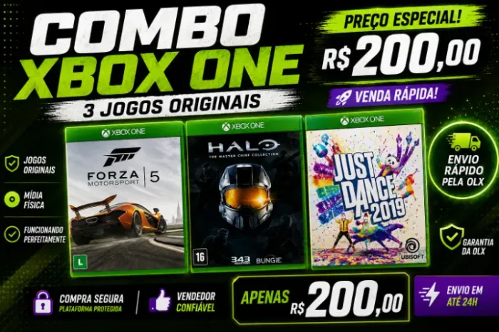 Combo Xbox One - Just Dance 2019 + Halo Master Chief Collection + Forza Motorsport 5