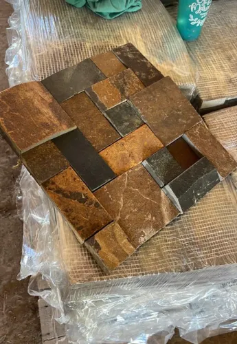 Mosaico Basalto Ferrugem em placa - Fácil instalação 