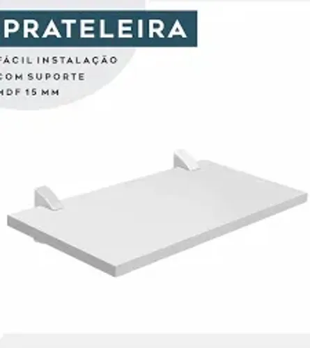 Prateleira MDF branca 20x40cm com suportes de fixação