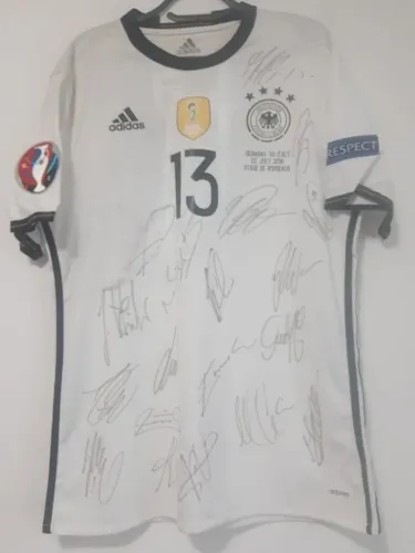 Camisa Alemanha Euro 2016 #13 Muller jogo autografada elenco certificada 