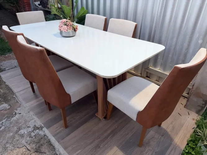 Conjunto de mesa de jantar 6 cadeiras