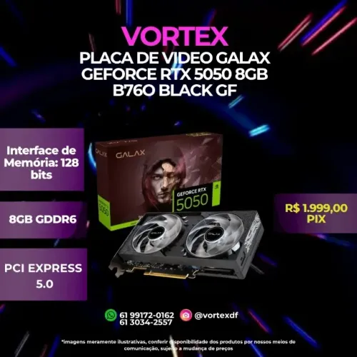 PLACA DE VIDEO GALAX GEFORCE RTX 5050 8GB B76O BLACK GF