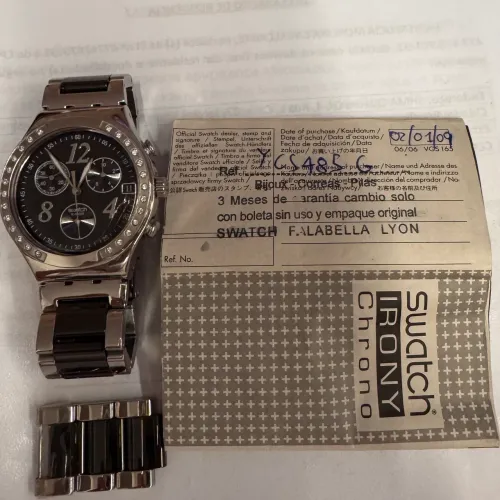 Relógio Swatch Irony Chrono Original Aço Inox + Elos Extras + Manual