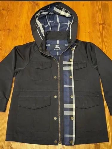 burberry london jaqueta masculina navy capuz removível forro check tam 110a 100% original