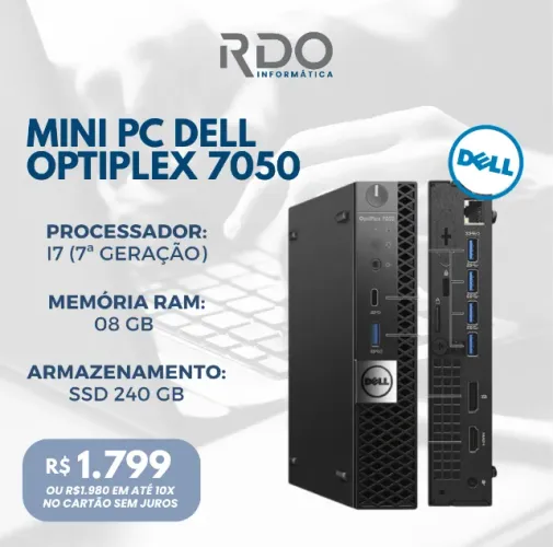 Dell OptiPlex 7050 i7 7ª Geração 8GB SSD 240GB Home Office e Escritório