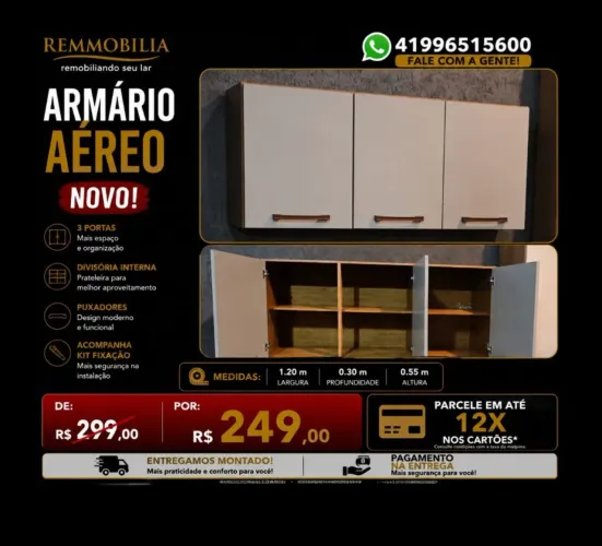 ARMÁRIO AÉREO NOVO / ENTREGAMOS MONTADO
