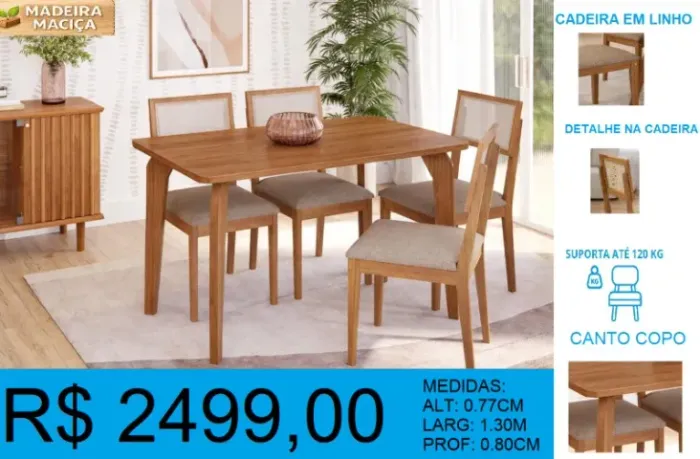 MESA 4 CADEIRAS - IMPERDIVEL!!
