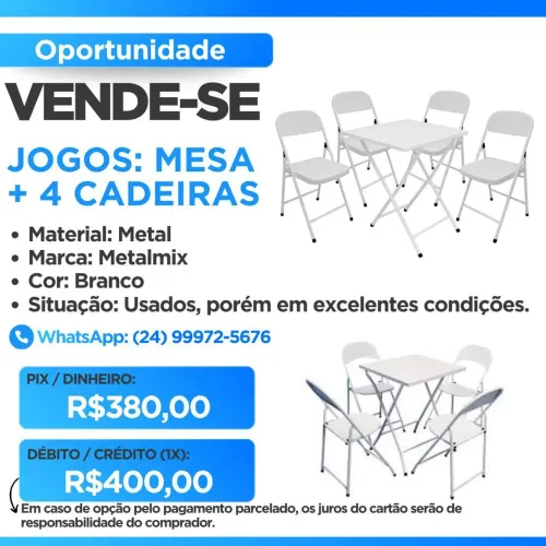 Mesa de bar com 4 cadeiras 